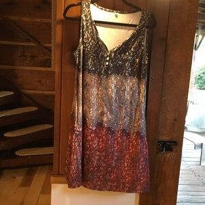 Colorful Sleeveless Button-Front Dress